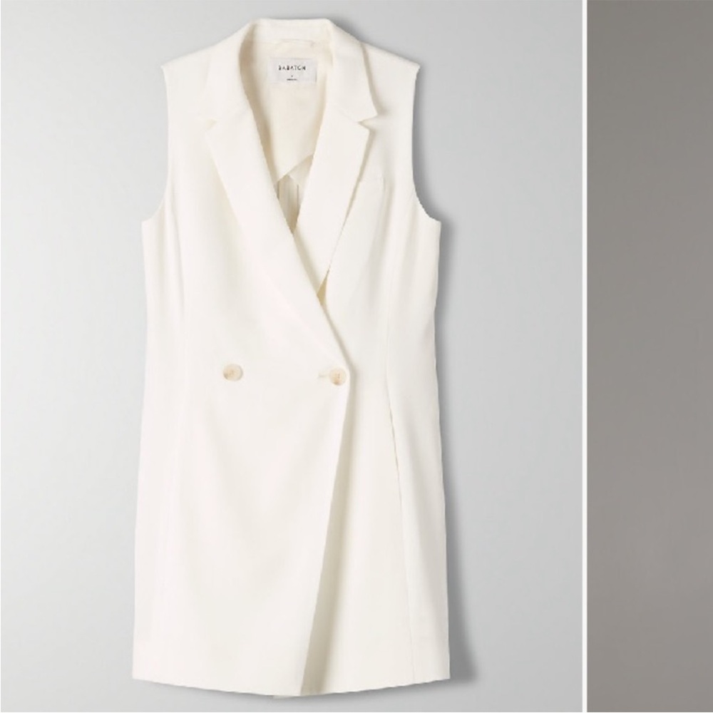 Aritzia Babaton White Sleeveless Blazer Vest Dress